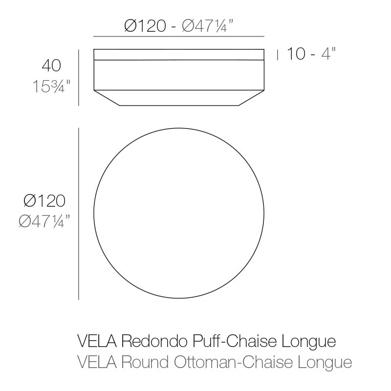 Repose-pieds rond Vela de 47,25 po de diamètre Vela, Acier