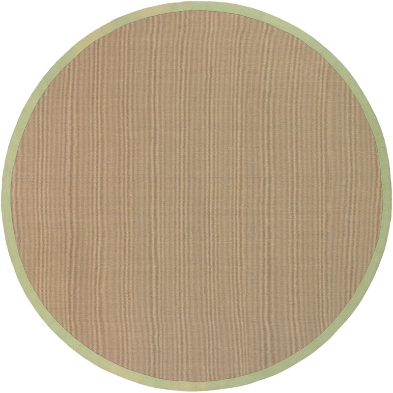 Eastwood Authentic Hand-Woven Handmade Jute & Sisal Muted Lime & Yellow Border Area Rug, Round 7'9", Brown/Yellow/Green