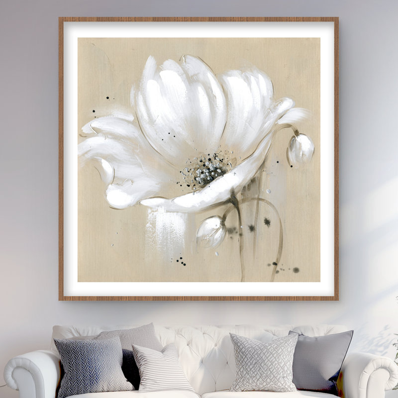 Fleur sauvage blanche abstraite - imprimé floral contemporain