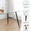 Ensemble de table de salle à manger rectangulaire moderne en verre, table de salle à manger rectangulaire avec 4 à 6 chaises en similicuir, plateau de table en verre trempé avec pieds en métal noir, ensemble de table de cuisine pour la maison, le salon-687613758-687613759-687613745