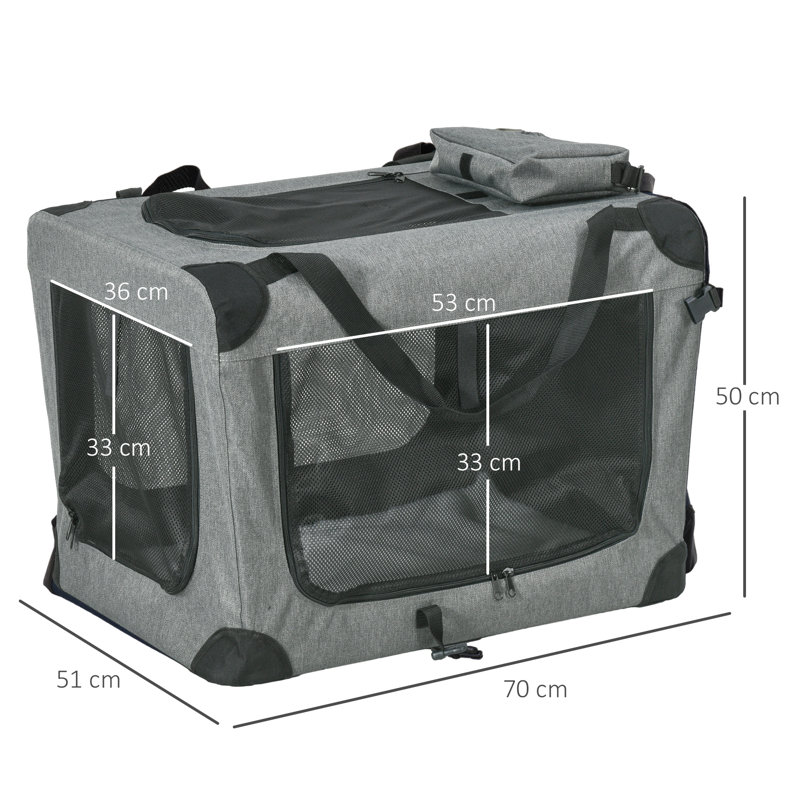 Collapsible Vehicle Travel Carrier,Carrier with 3 Doors, 50cm H x 70cm W x 51cm D 