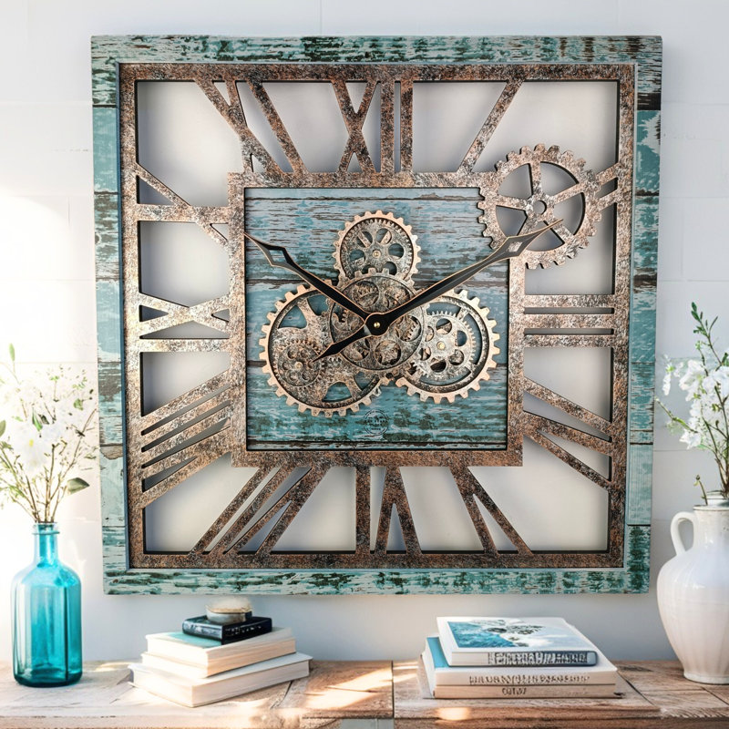 Solid Wood Wall Clock, Green