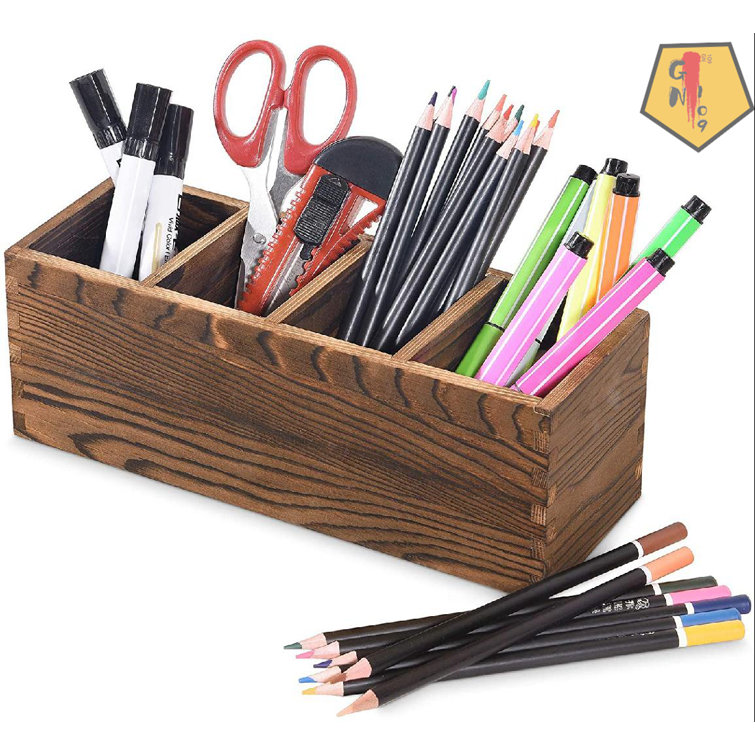 GN109 Desk Accessories Stationery Pen Holder,PU Leather Pencil Holder For  Desk,Stationery Office Supplies,Round Stand Marker Organizer For Kids Adult