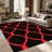 1PC Red and Black Linked Wave Geometric Trellis Pattern area rugs for Living Room, Soft and Comfortable, Suitable for all seasons, easy-to-maintain, machine washable Indoor floor mat, Under Table Farmhouse suitable for dining room, bedroom, entryway-129934852