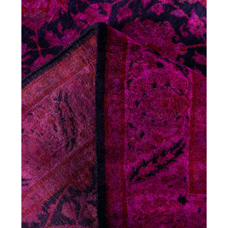 Overdyed Hand-Knotted Wool Modern-Contemporary Purple Runner 3' 0" x 10' 9"