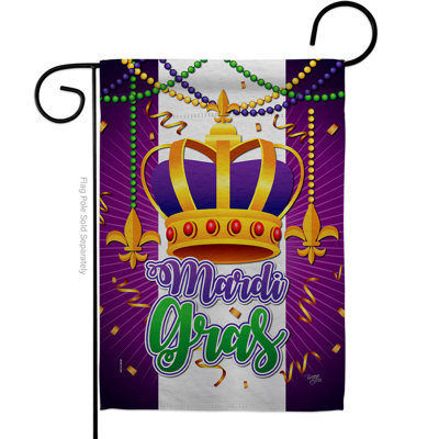Double Sided 18.5 in. H x 13 in. W Polyester Mardi Gras Garden flag