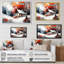 Monochère orange chalet en hiver VII - paysage, art mural sur toile-1229885137-1229885151