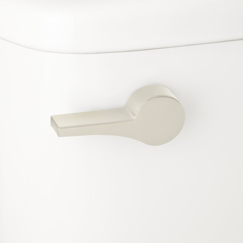 Bradenton Two-Piece Elongated Toilet with 14" Rough-In - 19" Bowl Height - Polished Nickel Handle, Brushed Nickel, Left-Hand