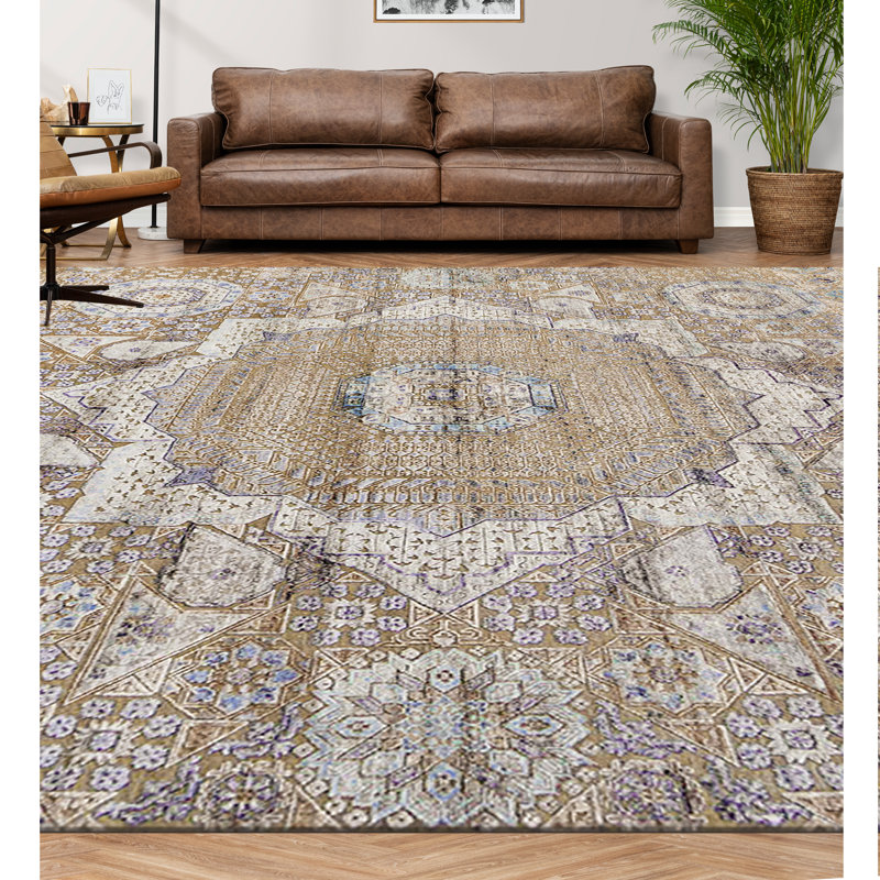 Geometric Area Rug in Camel, Rectangle 8' x 10'