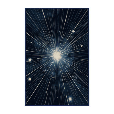 Machine Washable Palvinder Posh & Luxe Starburst Rug in Blue – Binding