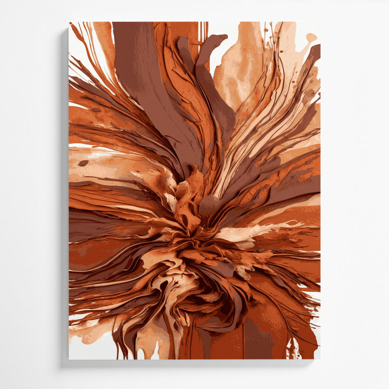 Aquarelle abstraite 34, art mural sur toile brune, H 20 po x l 30 po