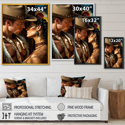 «Cowboy and an Indian Woman in Love III», reproduction sur toile