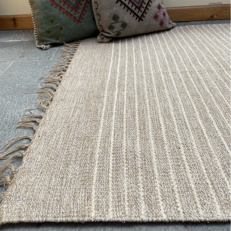 Amasia Striped Hand Woven Area Rug, Rectangle 70 x 130cm