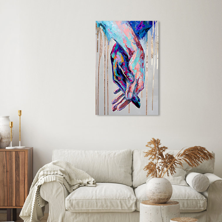 Abstract Always Together - Graphic Art Print on Canvas Willa Arlo Interiors Format: Black Framed, Size: 36 H x 24 W x 1.5 D