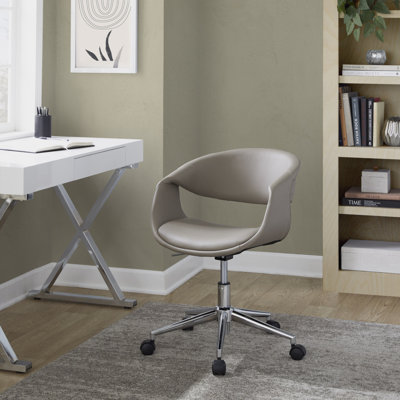 Chaise de travail en métal chromé et similicuir