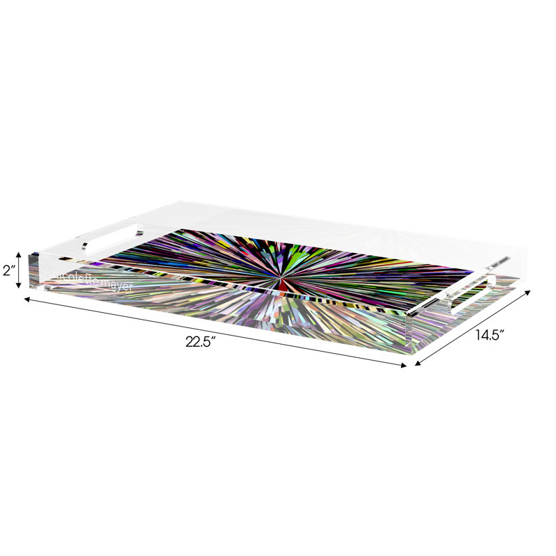 Fireworks Acrylic Rectangle Decorative Tray, 2" H x 22.5" W x 14.5" D, Black