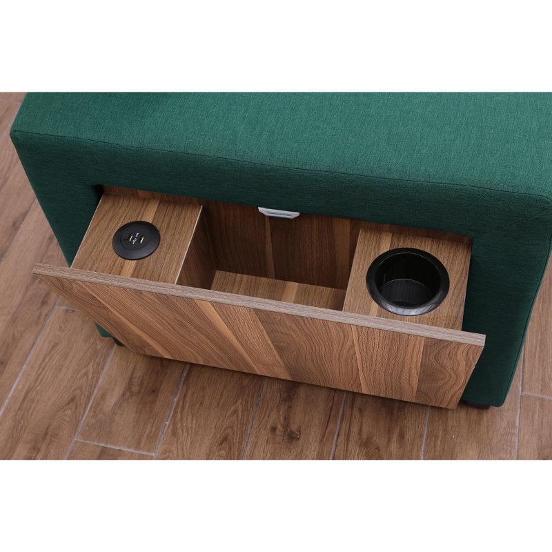 Upholstered Corner Sofa with Throw, Green