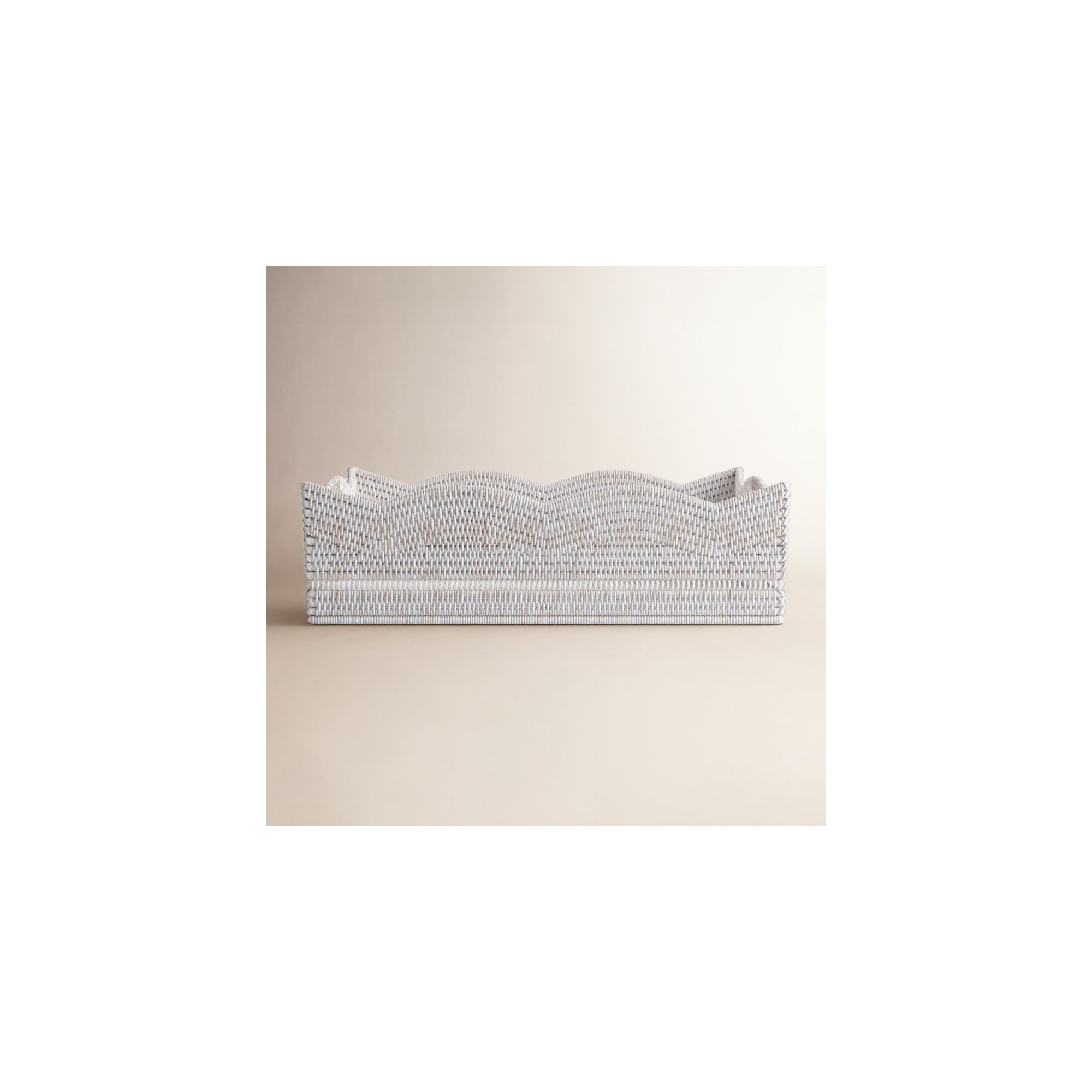 Landry Rattan Tray - Set of 1, White Wash, 6" H x 20" W x 16" D