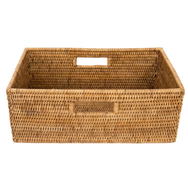 Honey-Can-Do Set of 2 Wicker Rectangle Open Storage Baskets, Natural