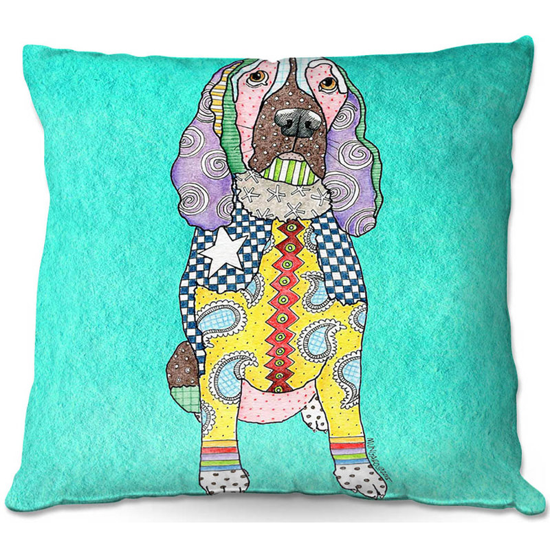  Coussin Couch Springer Spaniel, 16 po x 1 po, Turquoise