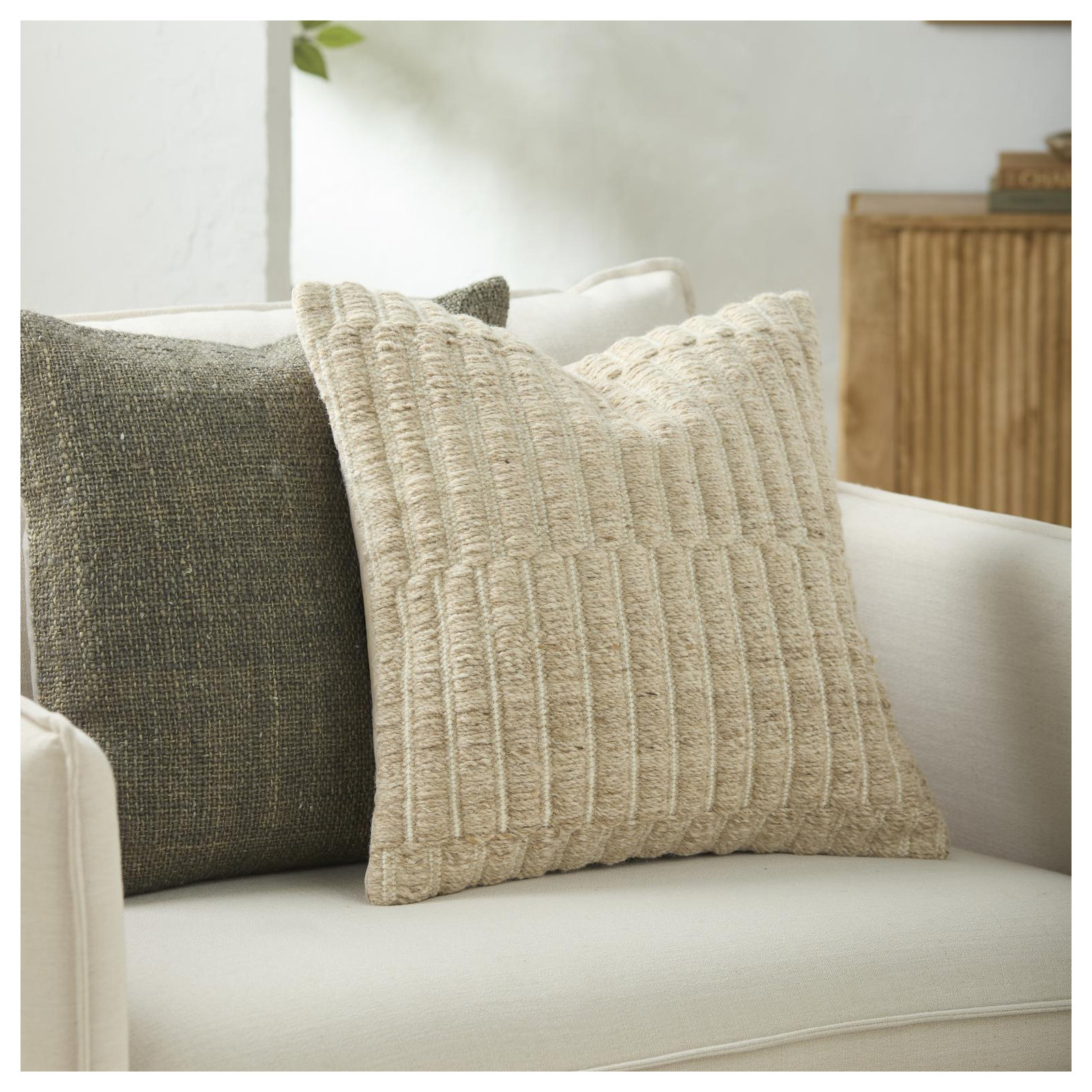 Monacizzo Accent Pillow, Tan, Square 18", Duck Down