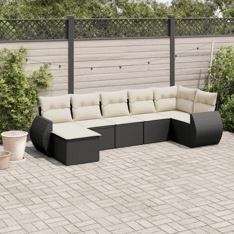 Ensemble de canapé de jardin Vidaxl noir et blanc crème