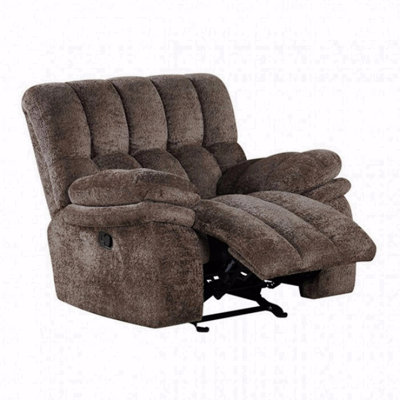 Transitional Style Glider With Recliner Function Track Pillow Top Arms High Density Foam Dark Brown Finish Primary Living Room
