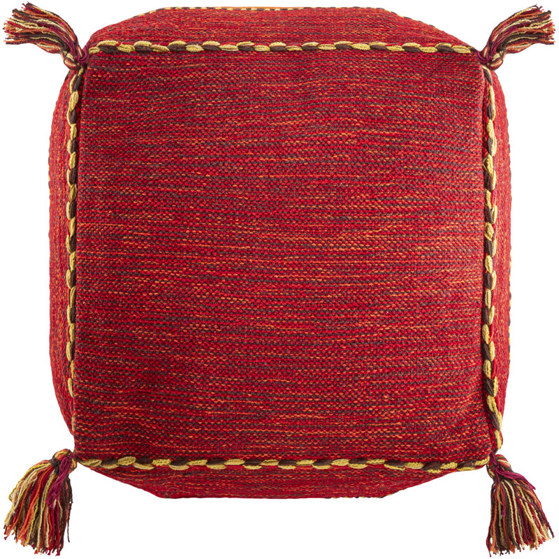 Spurgeon Upholstered Pouf, Dark Red