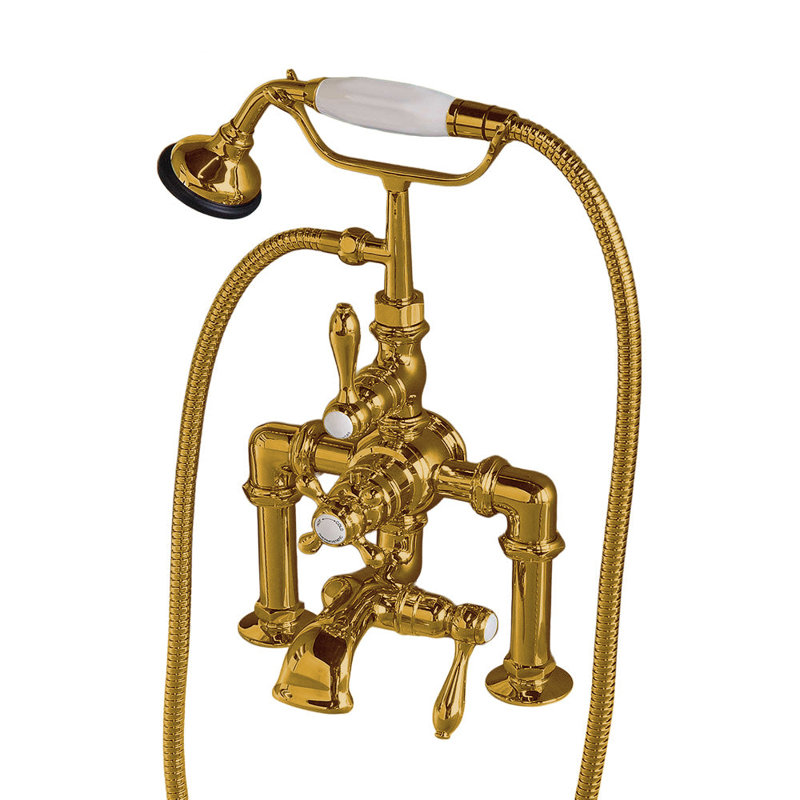 Robinet de baignoire thermostatique avec douche à main P0891, Laiton poli non laqué