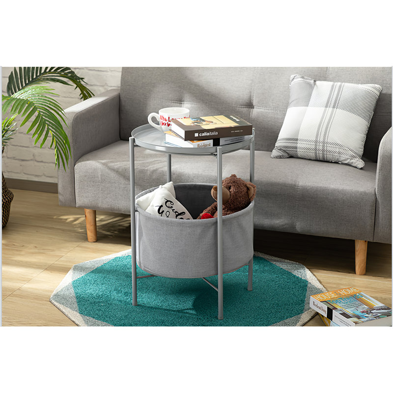 Serik Iron Tray Top End Table, Gray