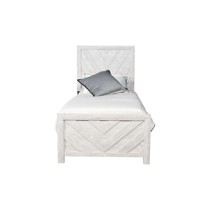 Lit simple gris contemporain, élément de chambre à coucher en bois Staple