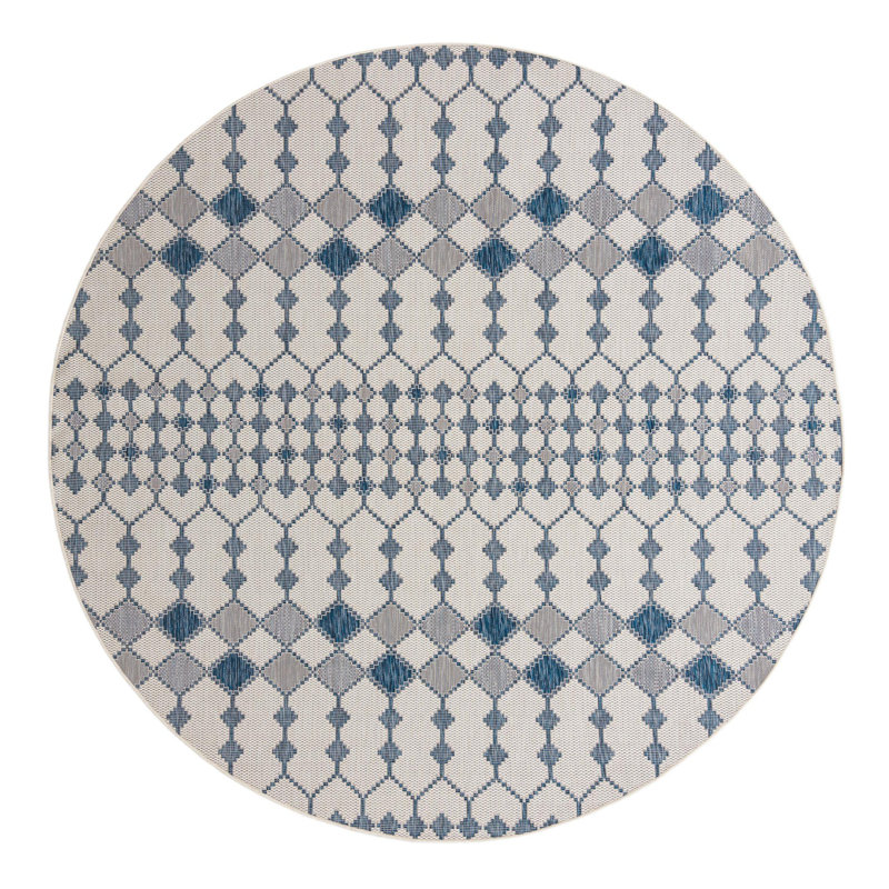Tapis extérieur ivoire Traliccio, Rond 10 pi