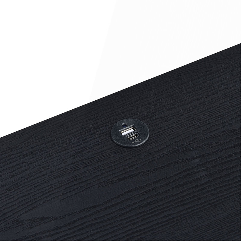 Table de chevet à 2 tiroirs Geary avec lumières DEL et USB, Noir