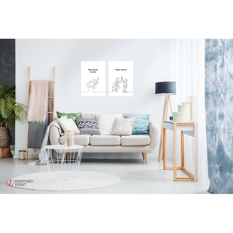 Father And Son Friends For Live - 2 Piece No Frame Print Set, 42cm H x 29.7cm W