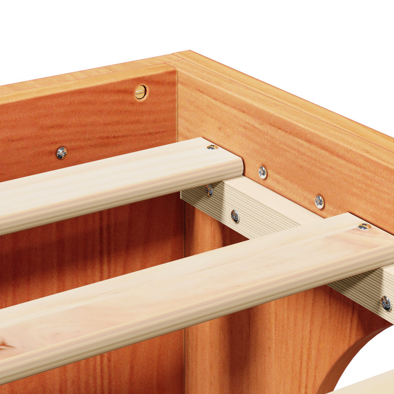 Bed Frame Solid Pine Wood Durable, Double (4'6), Wax Brown