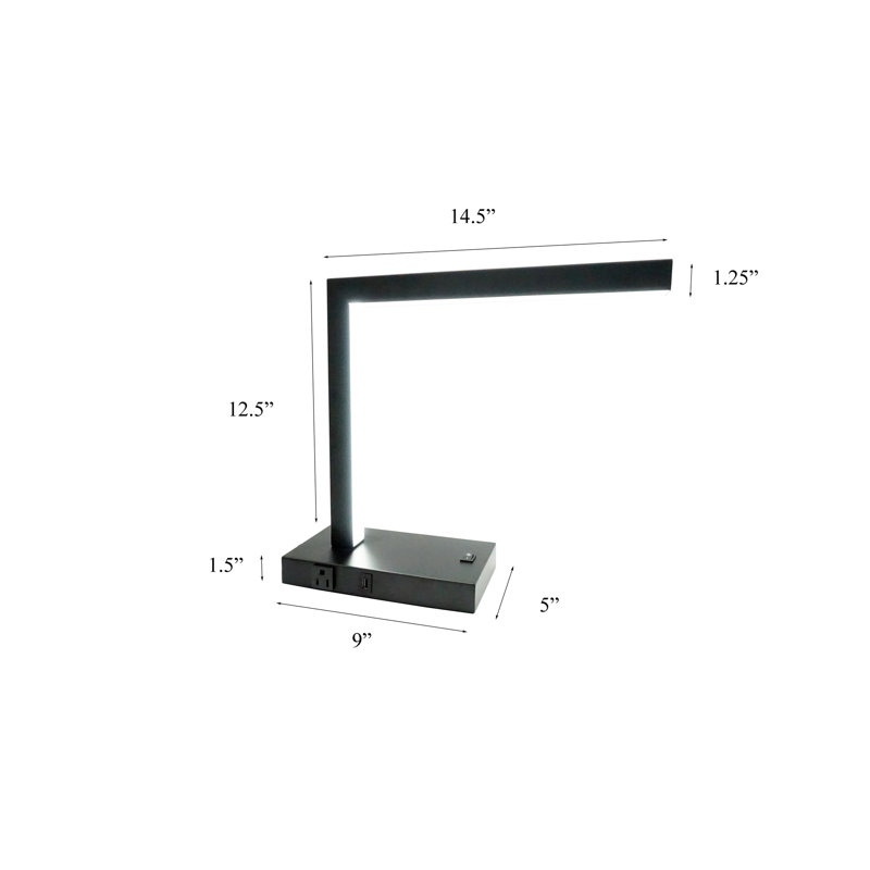 Lampe de bureau moderne à DEL avec prise USB et prise de courant