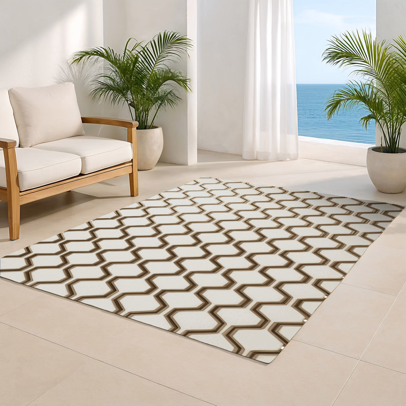 Tapis intérieur et extérieur beige Trellis, Rectangle 4pi x 6 pi