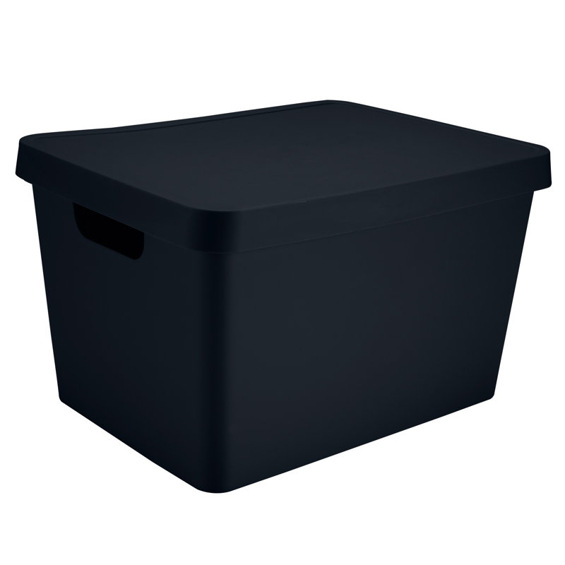 Vinto Storage Plastic Box, Charcoal, 8.5" H x 14.5" W x 11" D