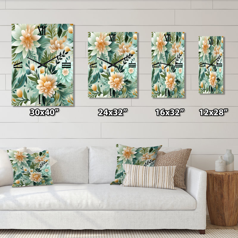 Janardam - Horloge murale moderne florale, H 32 po x l 16 po x P 1 po