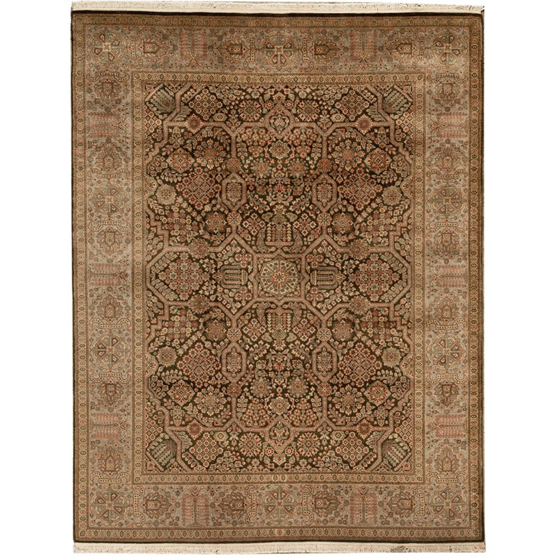 Wool Oriental Area Rug in Brown/Black/Blue
