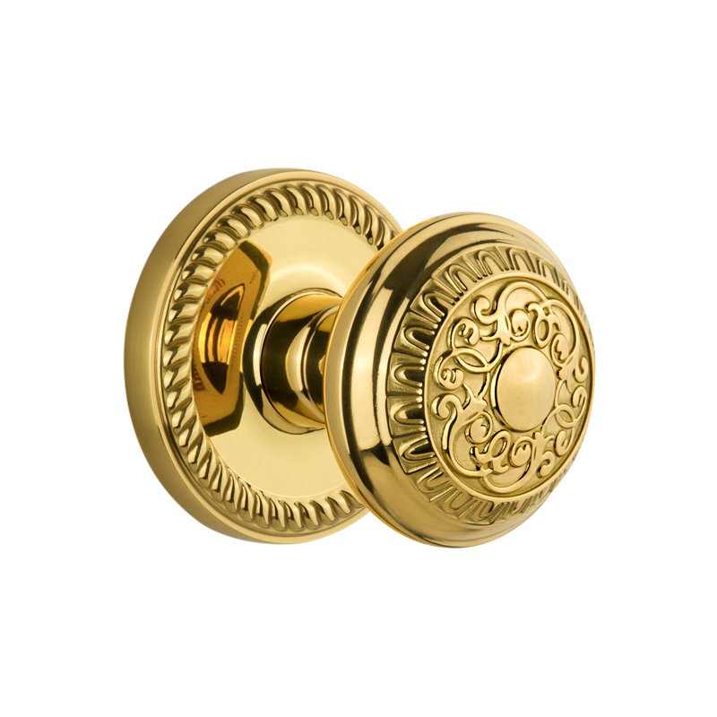 Grandeur Newport Rosette Double Dummy with Windsor Door Knob, Polished Brass
