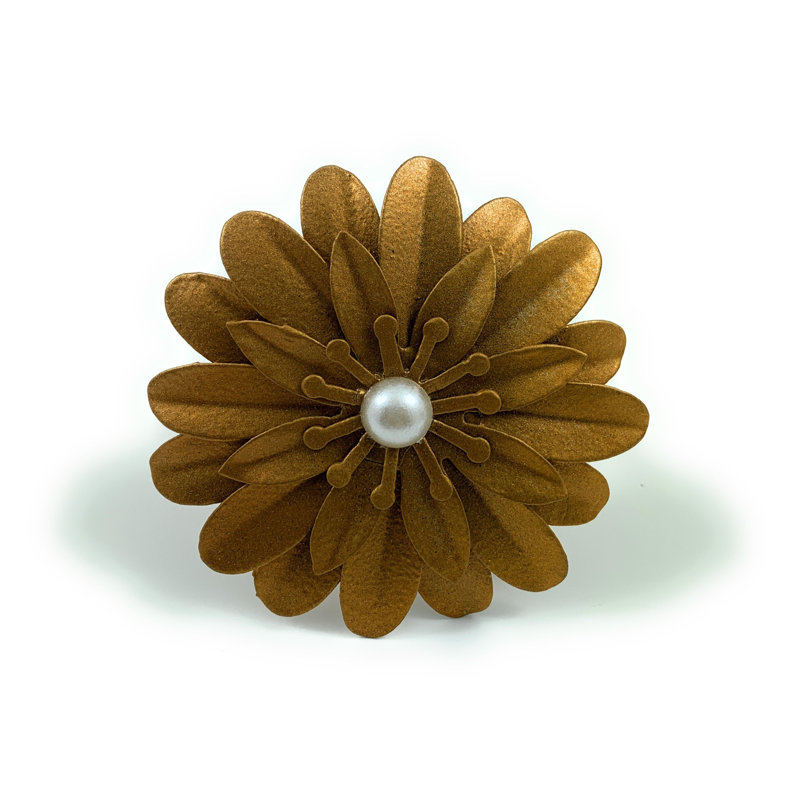 Rond de serviette fleur, Or, 12