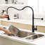 Robinet de cuisine noir mat, tête de pulvérisation rétractable, poignée simple, robinet d'alimentation en eau stable avec débit optimal-443535216