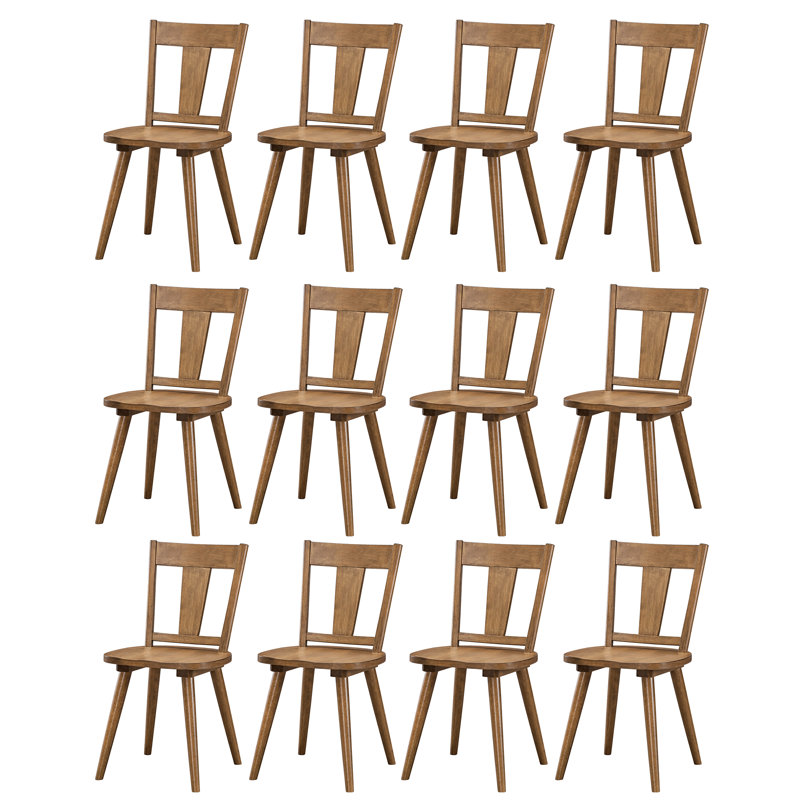17" Wide Modern Country Farmhouse Wood Dining Room Chairs, Brown, 12