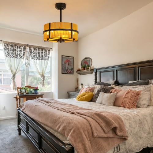 Handcrafted Thread Caged Ceiling Fan with Lights, Low Profile Fandelier