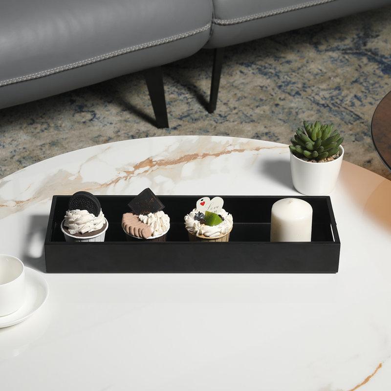 Metal Serving Tray w/ Handle, Black