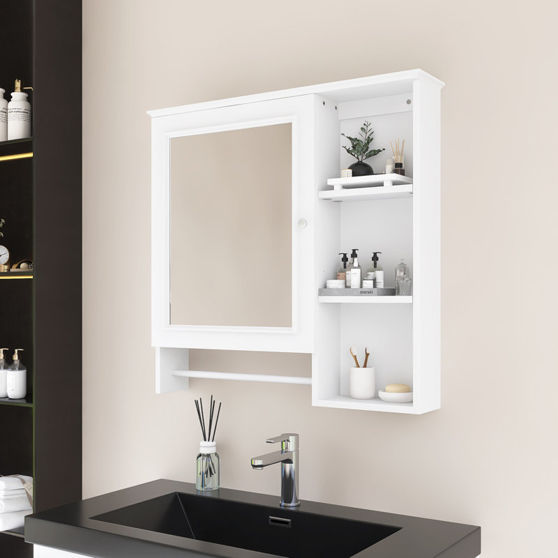 Pharmacie rectangulaire 29 po en MDF avec miroir, Blanc