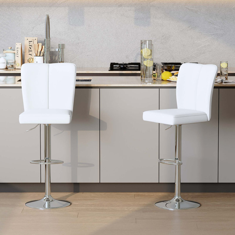 Ensemble de tabourets de bar modernes à hauteur réglable et pivotant à 360 °, White