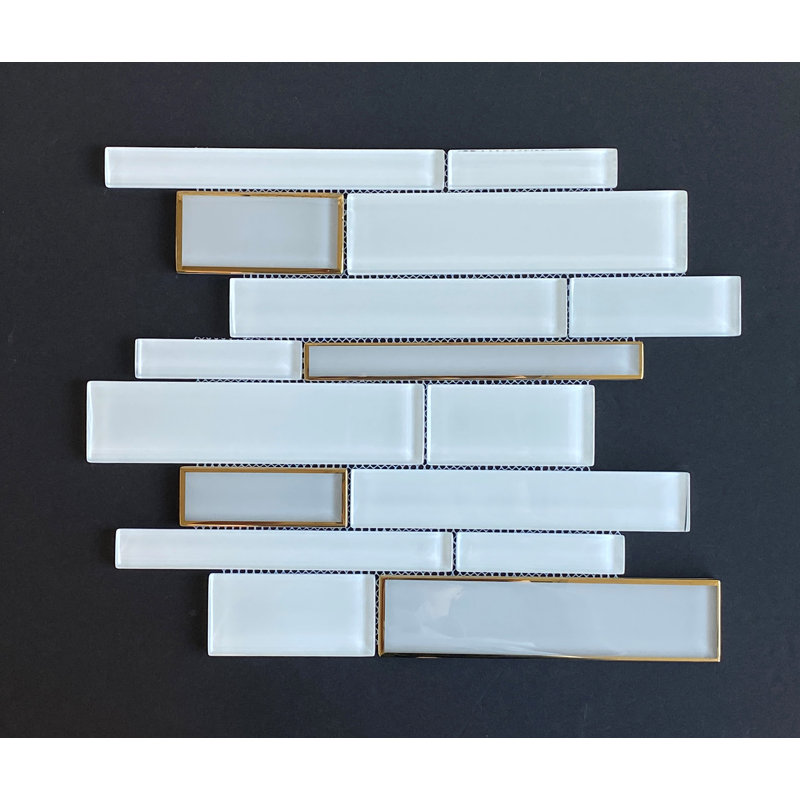Random Sized Glass Linear Mosaic Wall Tile