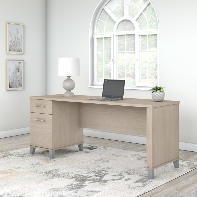 Bureau 72W avec tiroirs en chêne sable, Chêne sable